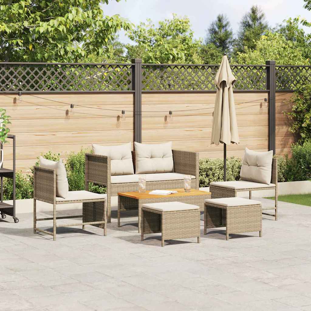 Ensemble de canapé de jardin 6 pcs Beige et crème polyrotin - XIOS