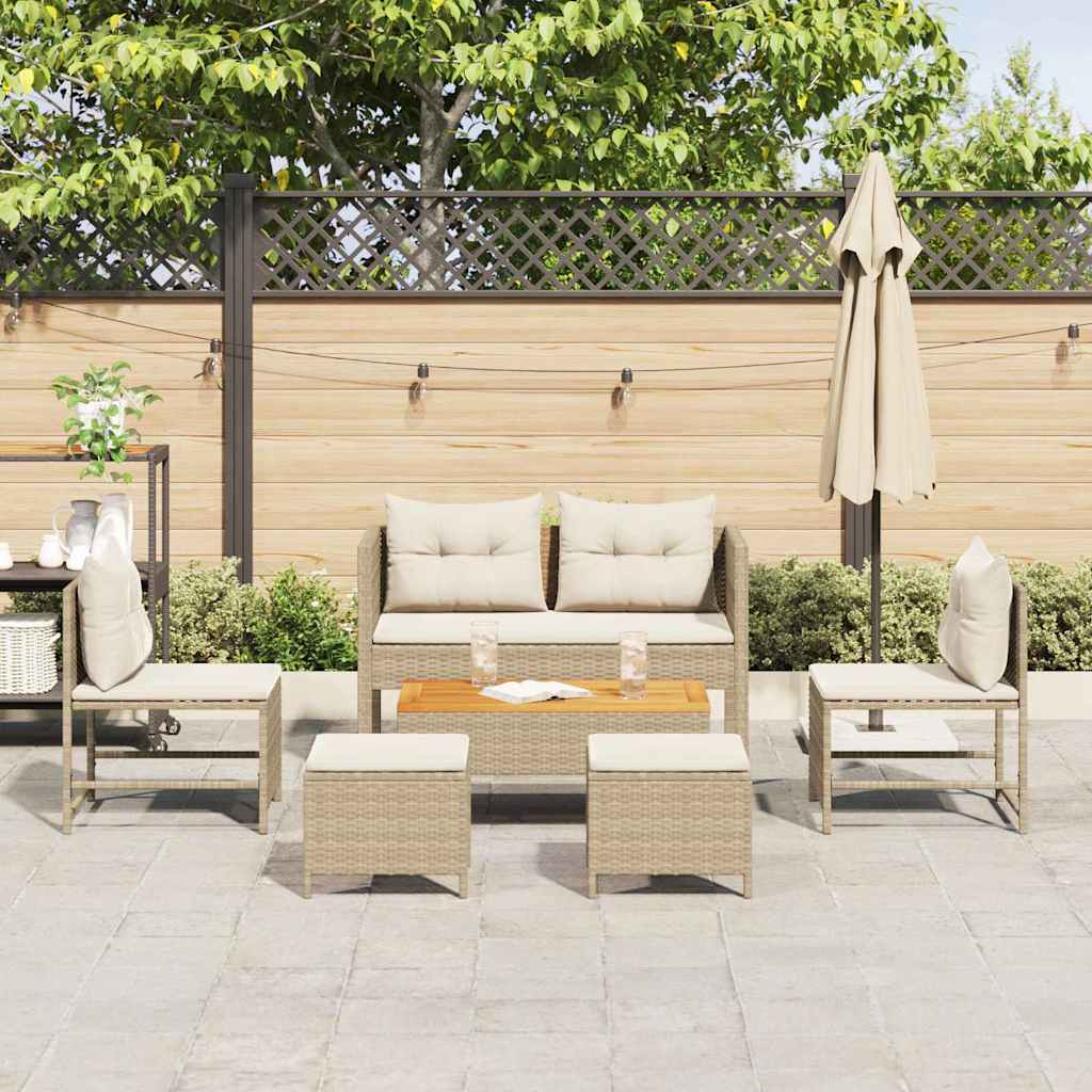 Ensemble de canapé de jardin 6 pcs Beige et crème polyrotin - XIOS