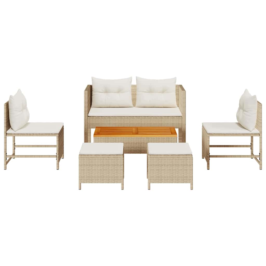 Ensemble de canapé de jardin 6 pcs Beige et crème polyrotin - XIOS