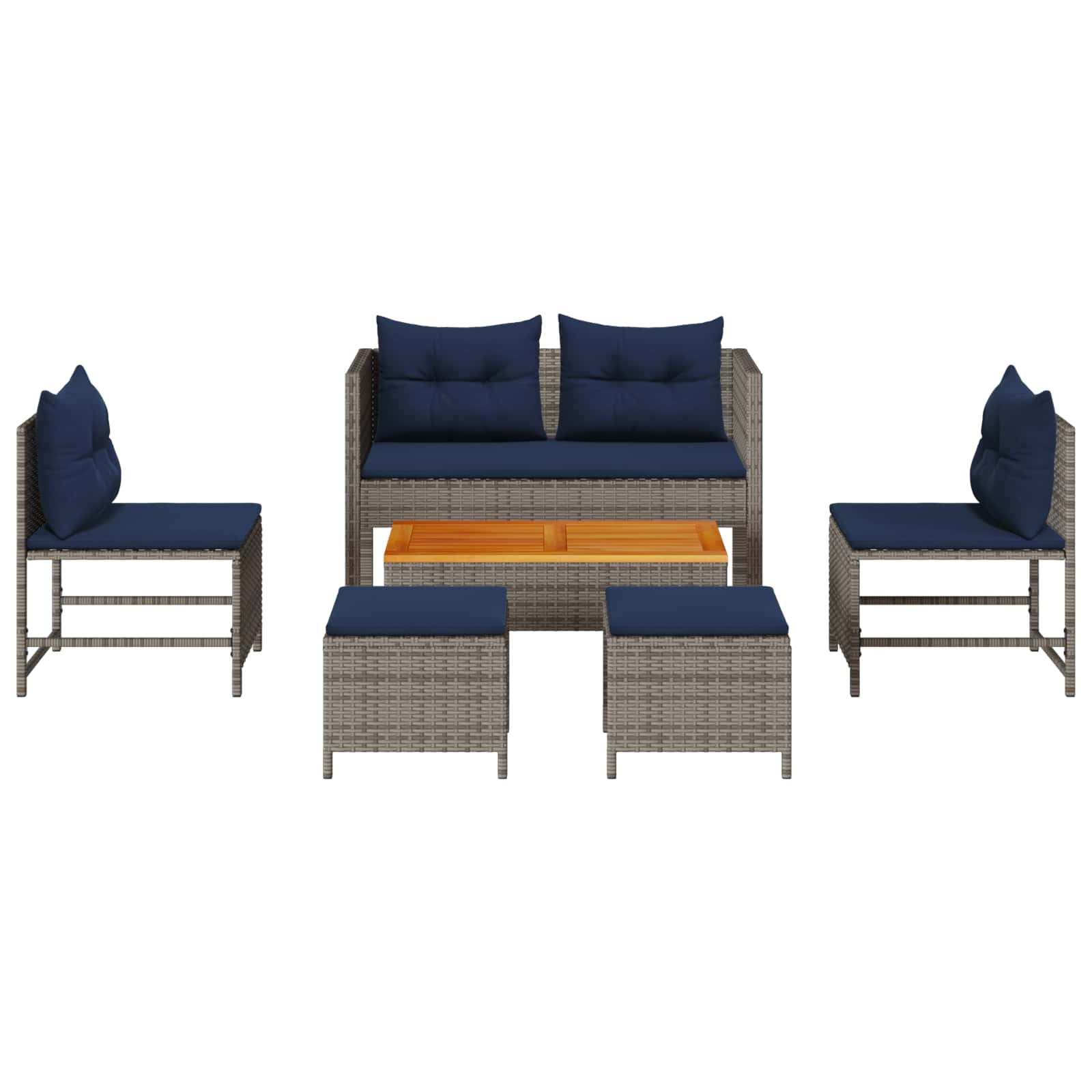 Ensemble de canapé de jardin 6 pcs Gris et bleu marine - XIOS