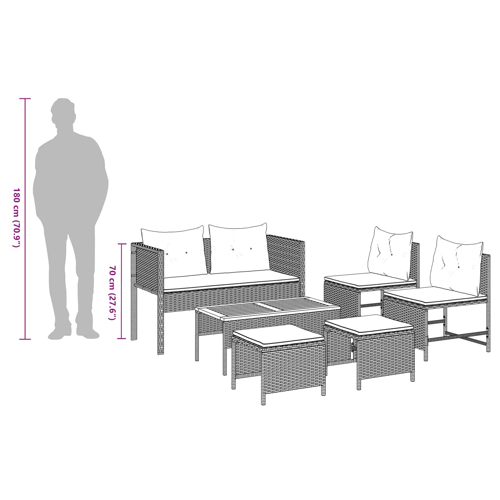 Ensemble de canapé de jardin 6 pcs Gris et bleu marine - XIOS