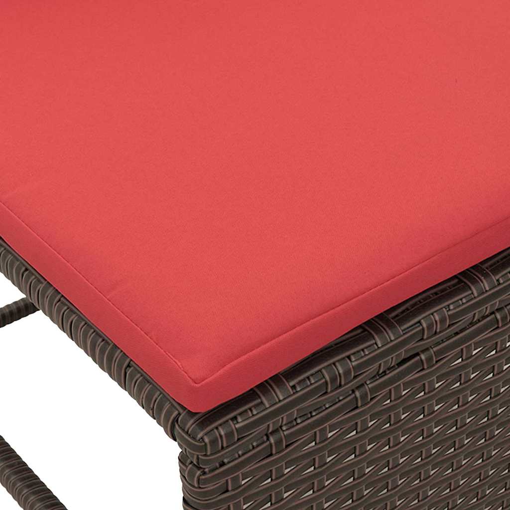 Ensemble de canapé de jardin 6 pcs Marron et rouge polyrotin - XIOS