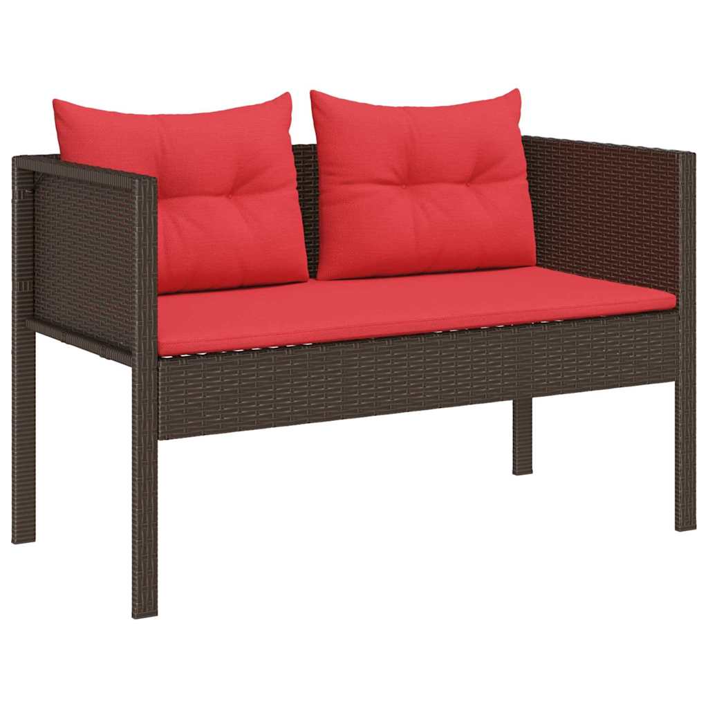 Ensemble de canapé de jardin 6 pcs Marron et rouge polyrotin - XIOS