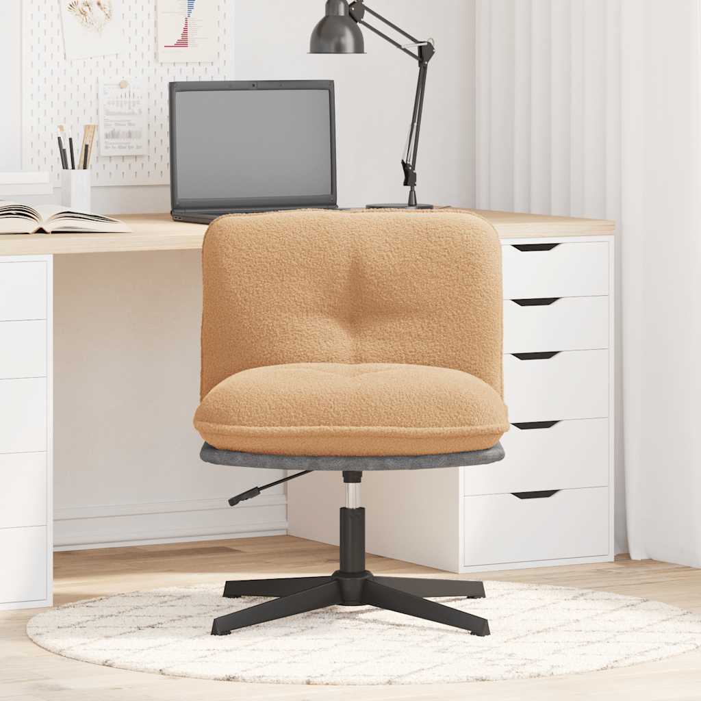 Chaise pivotante de bureau beige bouclé comme de la laine tissu - XIOS