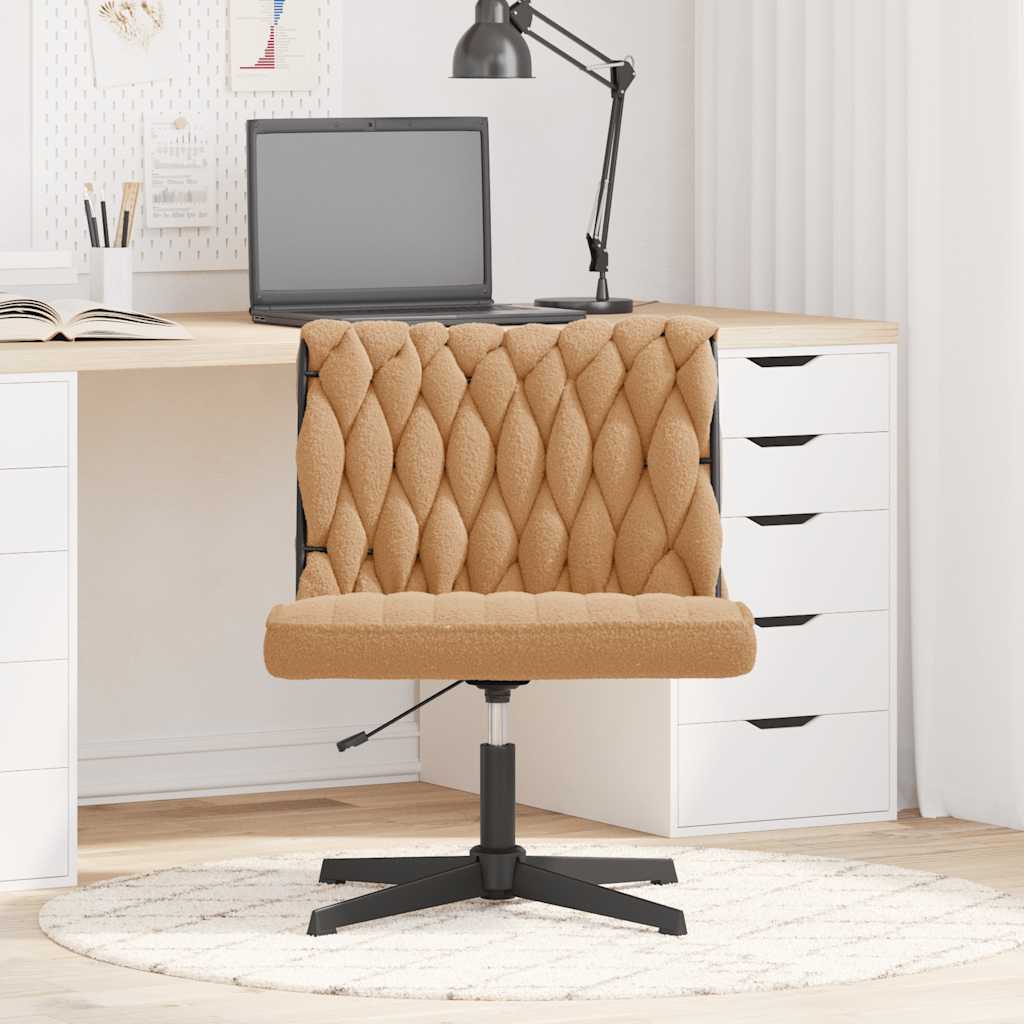 Chaise pivotante de bureau beige bouclé comme de la laine tissu - XIOS