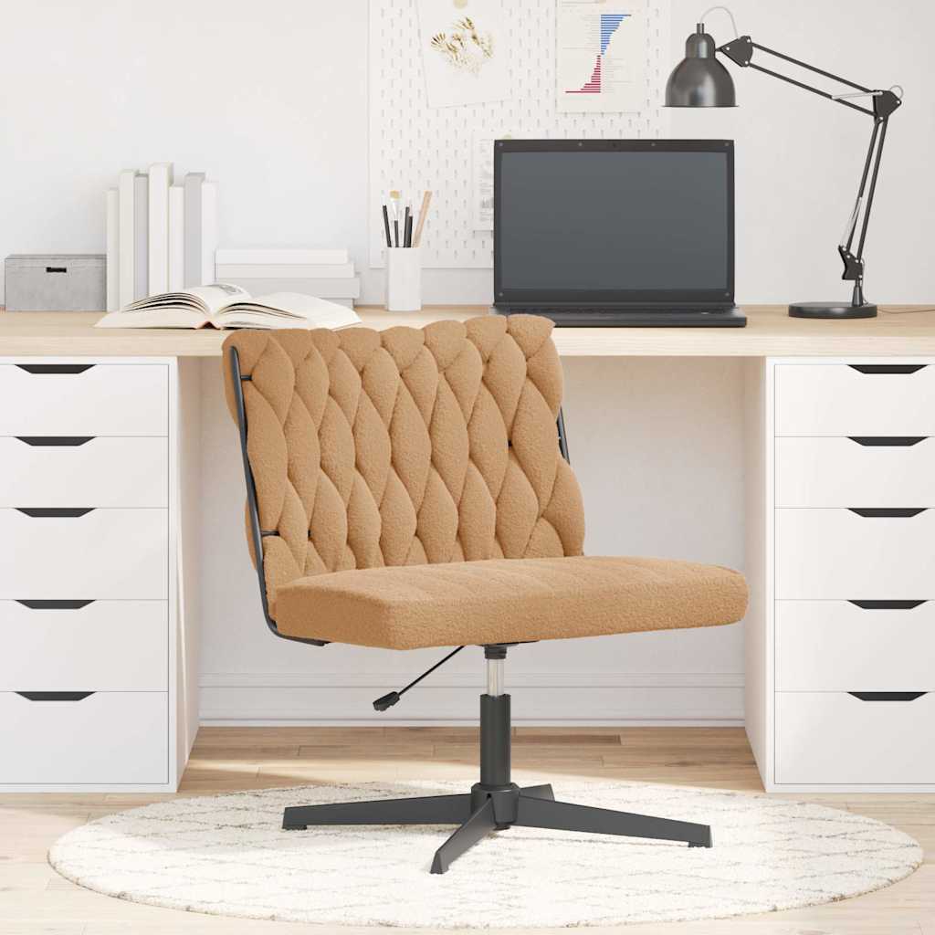 Chaise pivotante de bureau beige bouclé comme de la laine tissu - XIOS