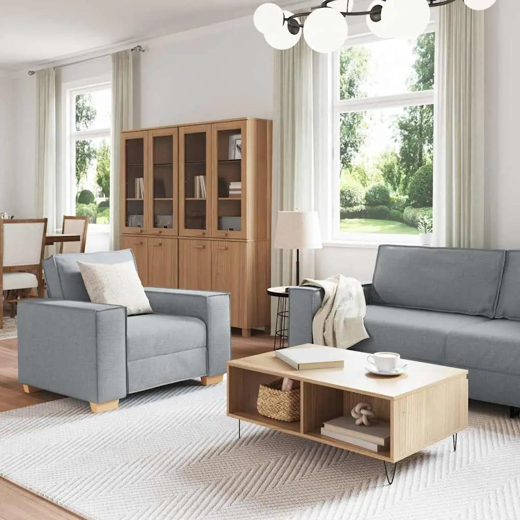 Canapé 3 pc Gris clair Tissu en lin mélangé - XIOS