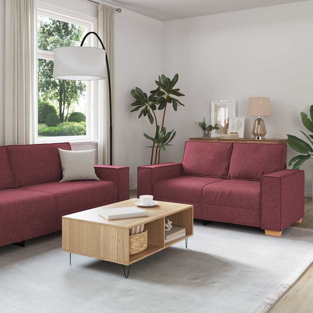 Canapé 3 pcs Bordeaux 220 x 80 x 84 cm Tissu en lin mélangé - XIOS