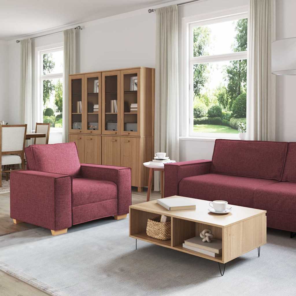 Canapé 3 pcs Bordeaux 220 x 80 x 84 cm Tissu en lin mélangé - XIOS