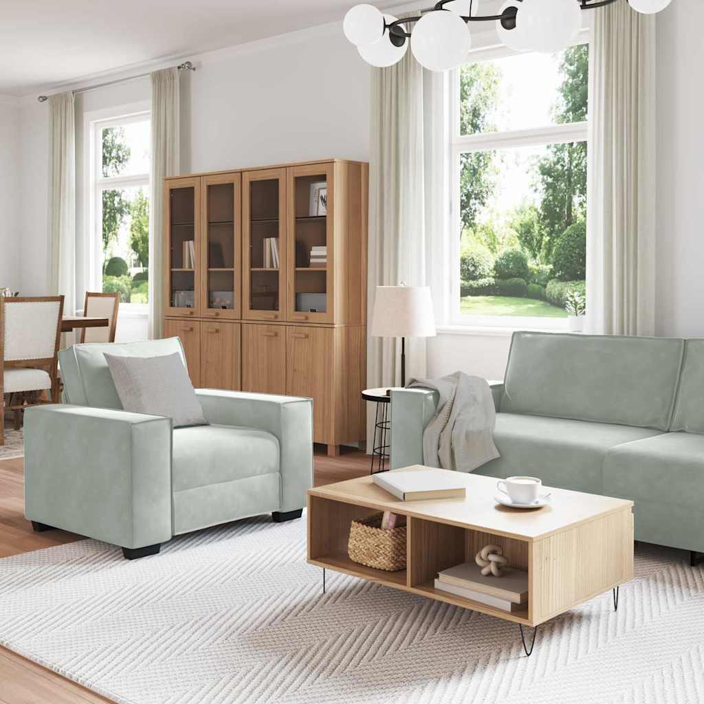 Canapé 3 pc Gris clair Tissu en lin mélangé
