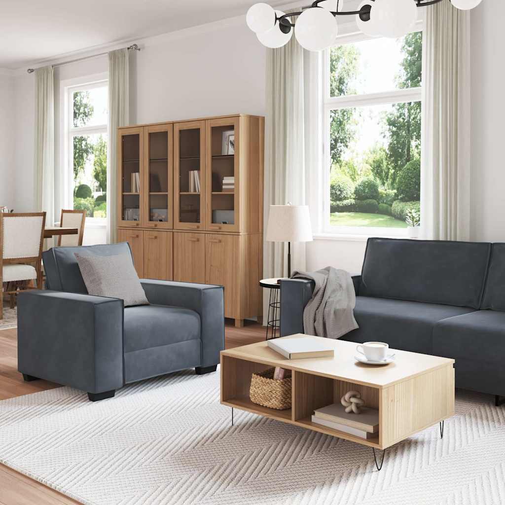Ensemble de canapés 3 pcs avec coussins Gris foncé Velours