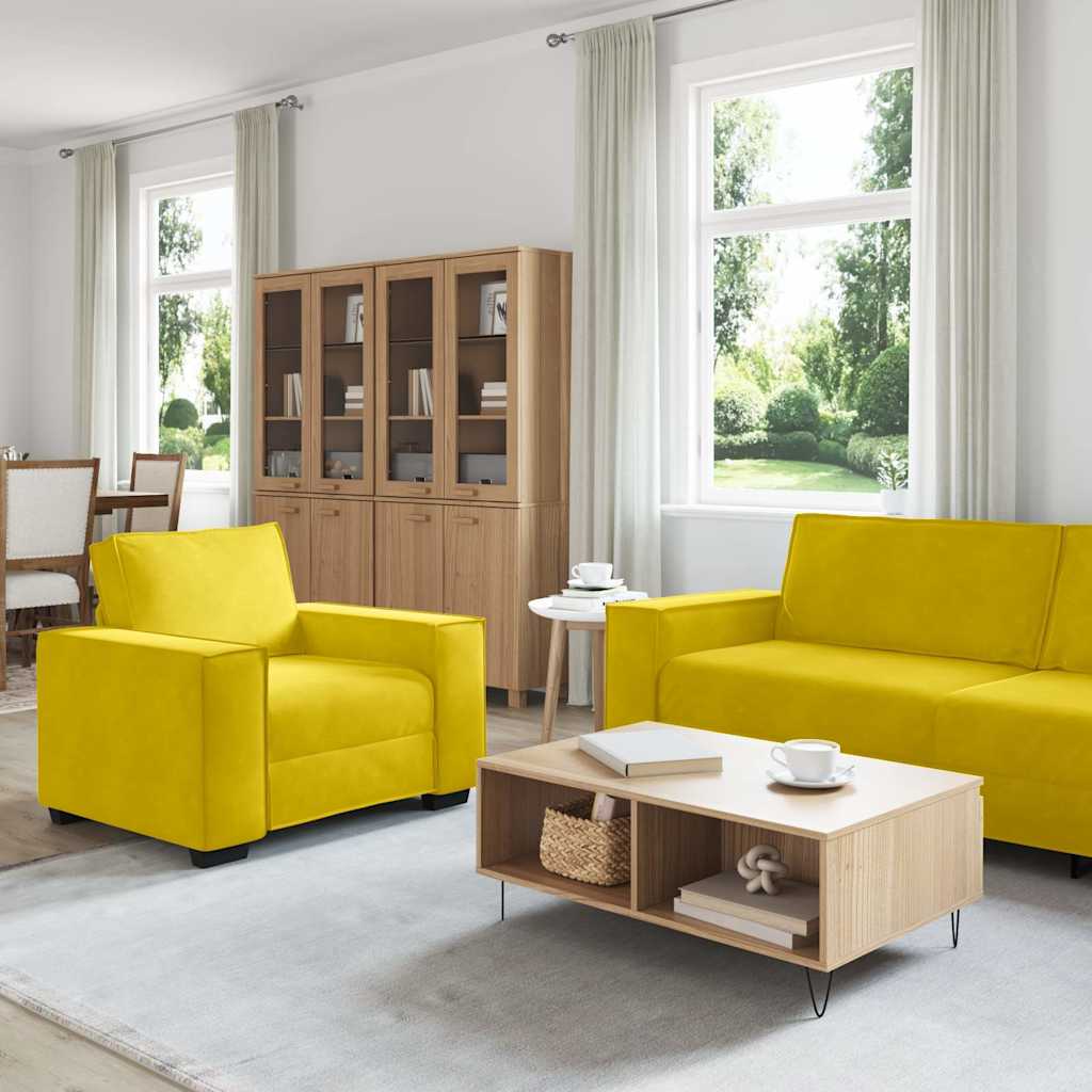 Ensemble de canapés 3 pcs avec coussins Jaune Velours - XIOS
