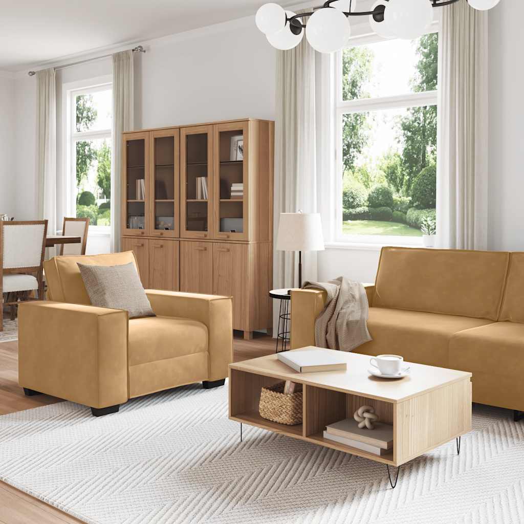 Ensemble de canapés 3 pcs avec coussins Marron Velours - XIOS