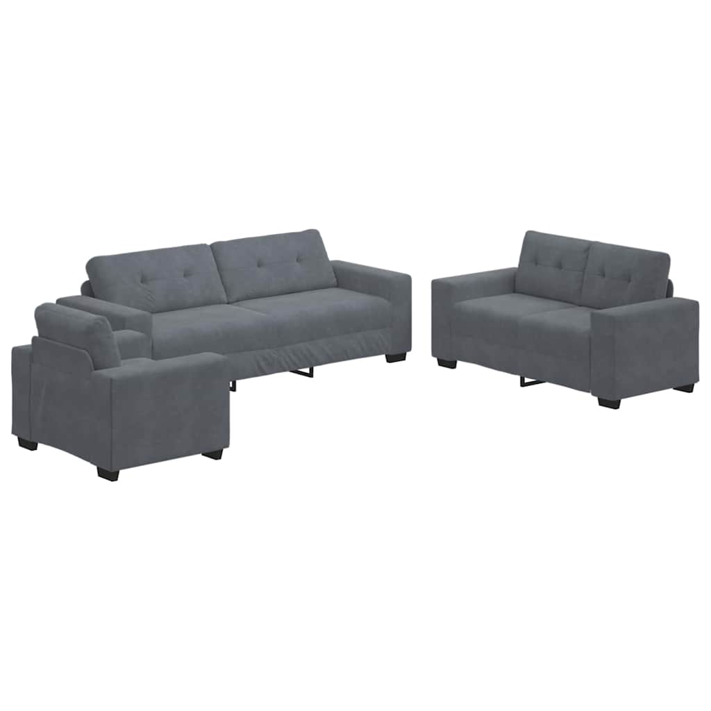 Ensemble de Canapés 3 pc Gris foncé Velours