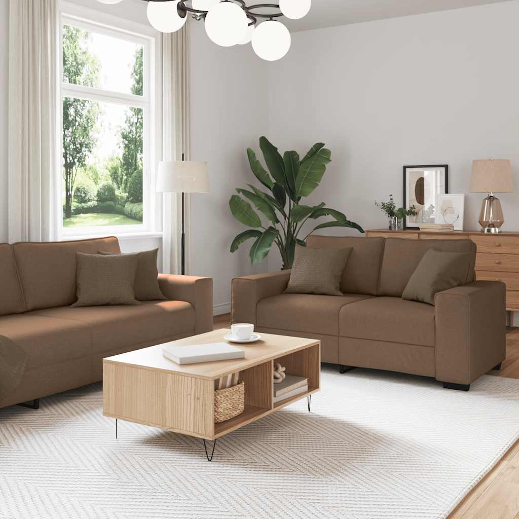 Ensemble de canapé 3 pcs avec coussins en tissu marron - XIOS