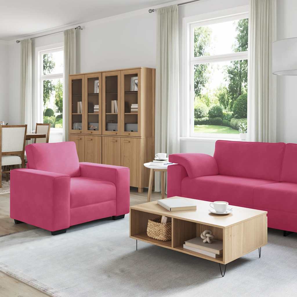 Ensemble de canapés 3 pcs avec coussins Rouge bordeaux Velours - XIOS