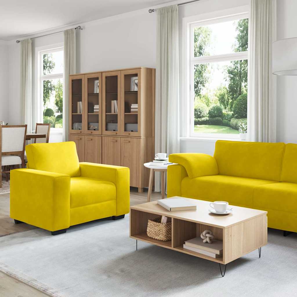 Ensemble de canapés 3 pcs avec coussins Jaune Velours - XIOS
