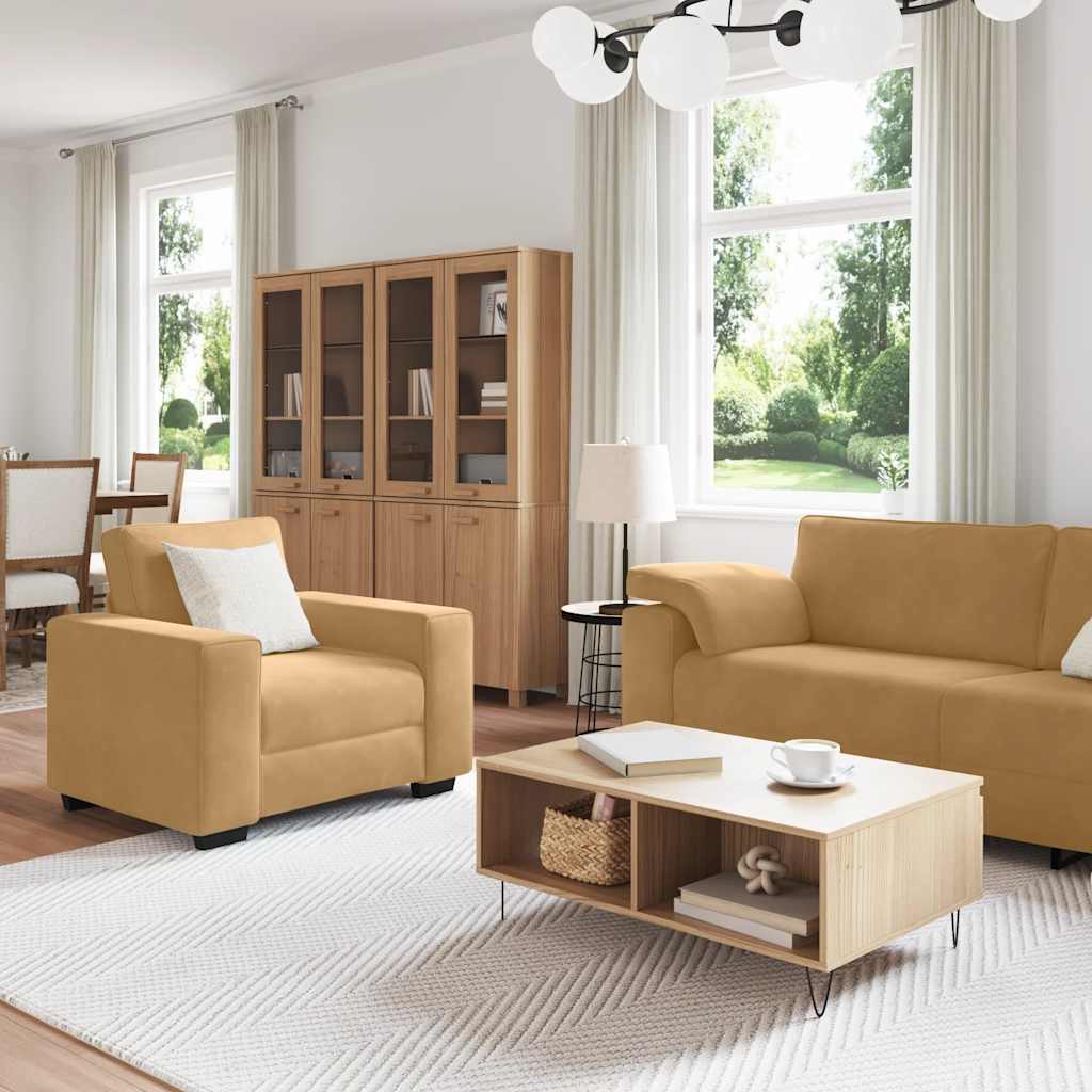 Ensemble de canapés 3 pcs avec coussins Marron Velours - XIOS