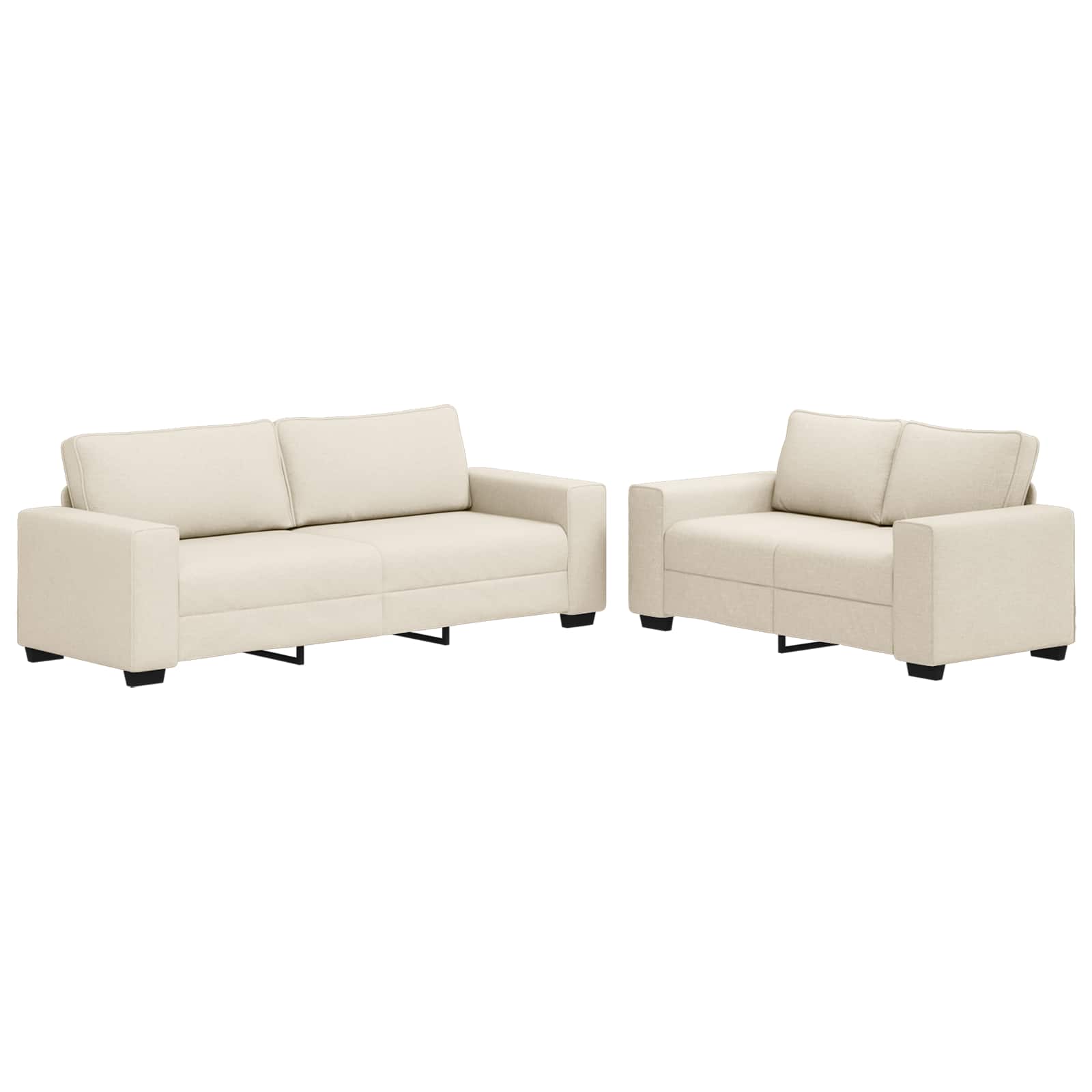 Canapé 2 pcs Beige 221 x 80 x 82 cm Tissu en lin mélangé - XIOS