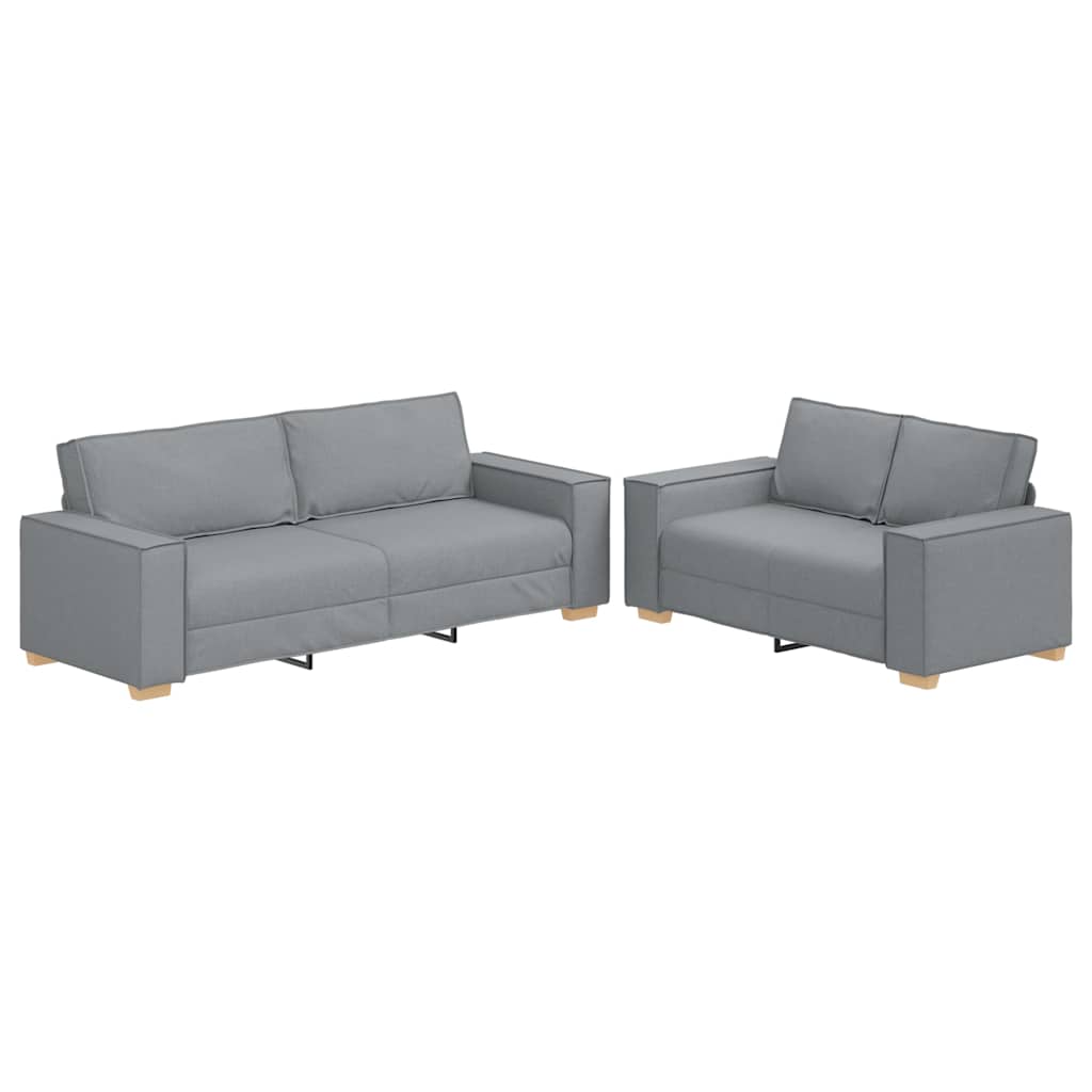 Ensemble de canapé 2 pcs avec coussins en tissu gris clair