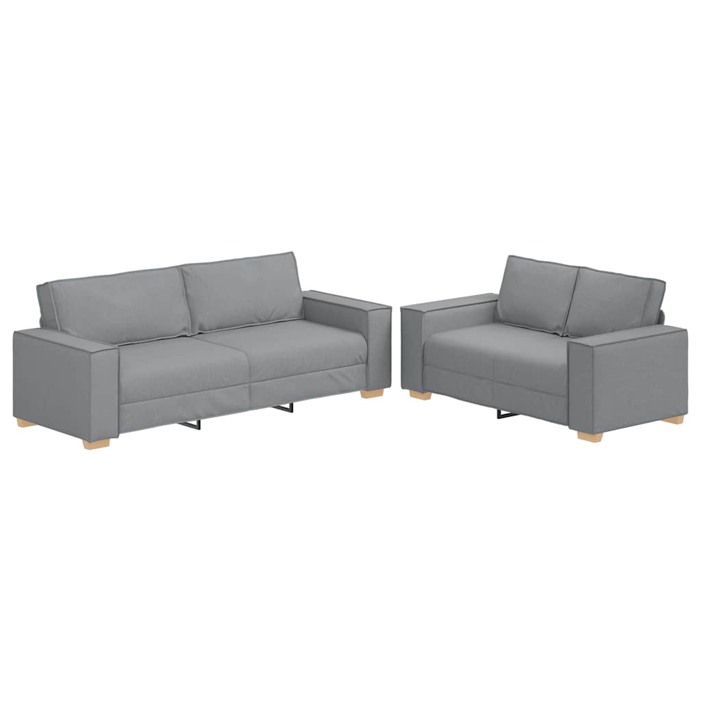 Ensemble de canapé 2 pcs avec coussins en tissu gris clair - XIOS