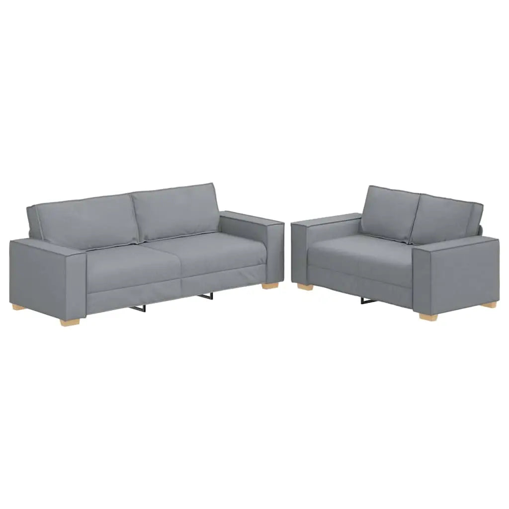 Ensemble de canapé 2 pcs avec coussins en tissu gris clair - XIOS