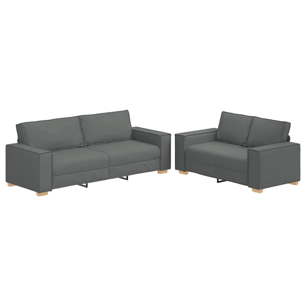 Ensemble de canapé 2 pcs avec coussins en tissu gris foncé - XIOS