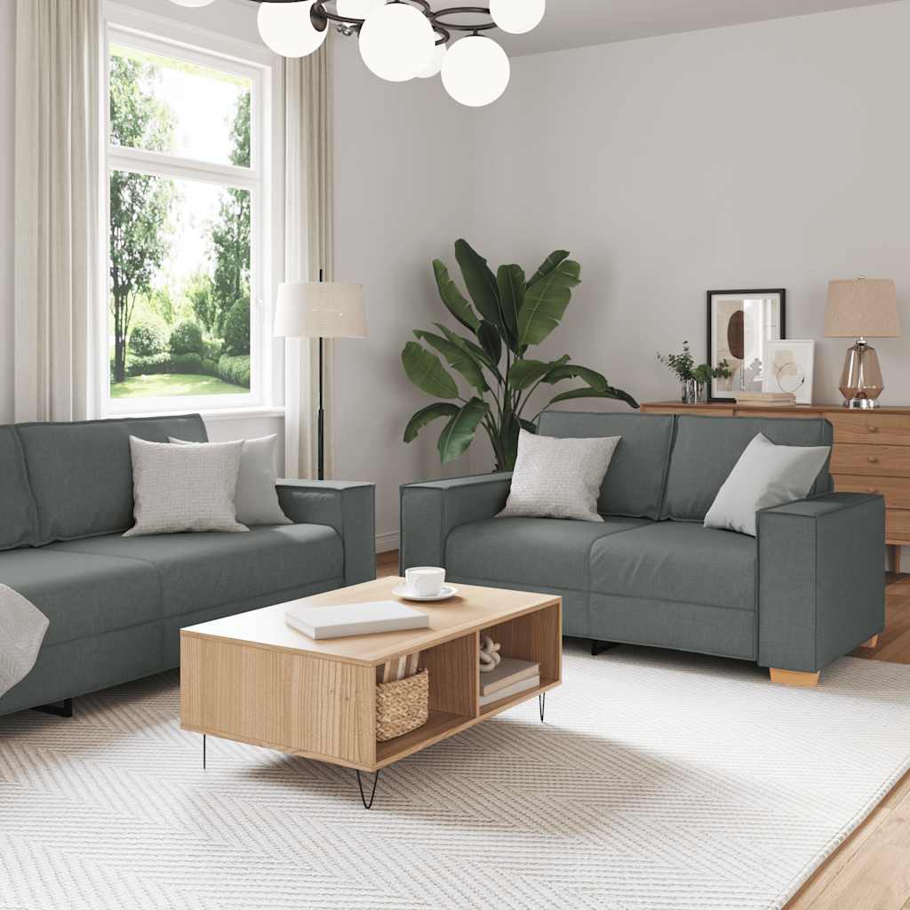 Ensemble de canapé 2 pcs avec coussins en tissu gris foncé - XIOS