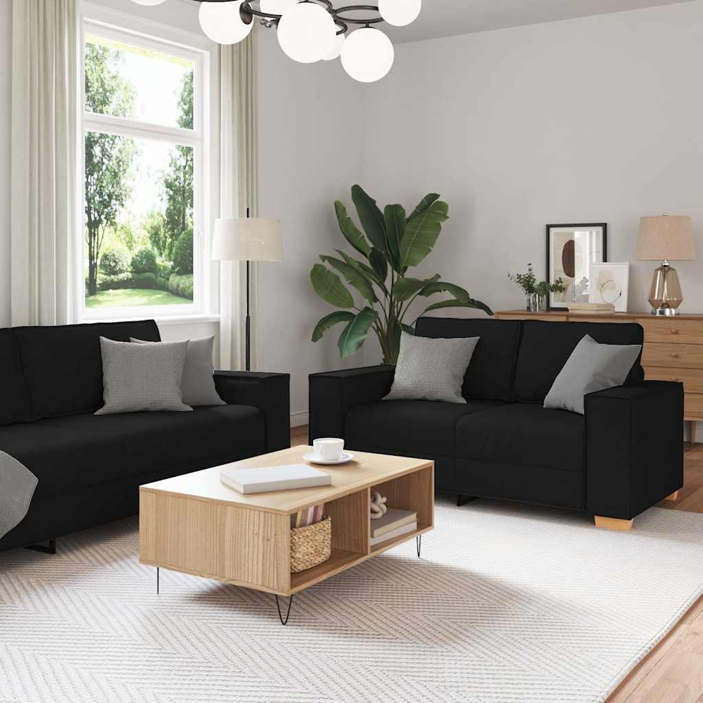 Ensemble de canapé 2 pcs avec coussins en tissu noir - XIOS
