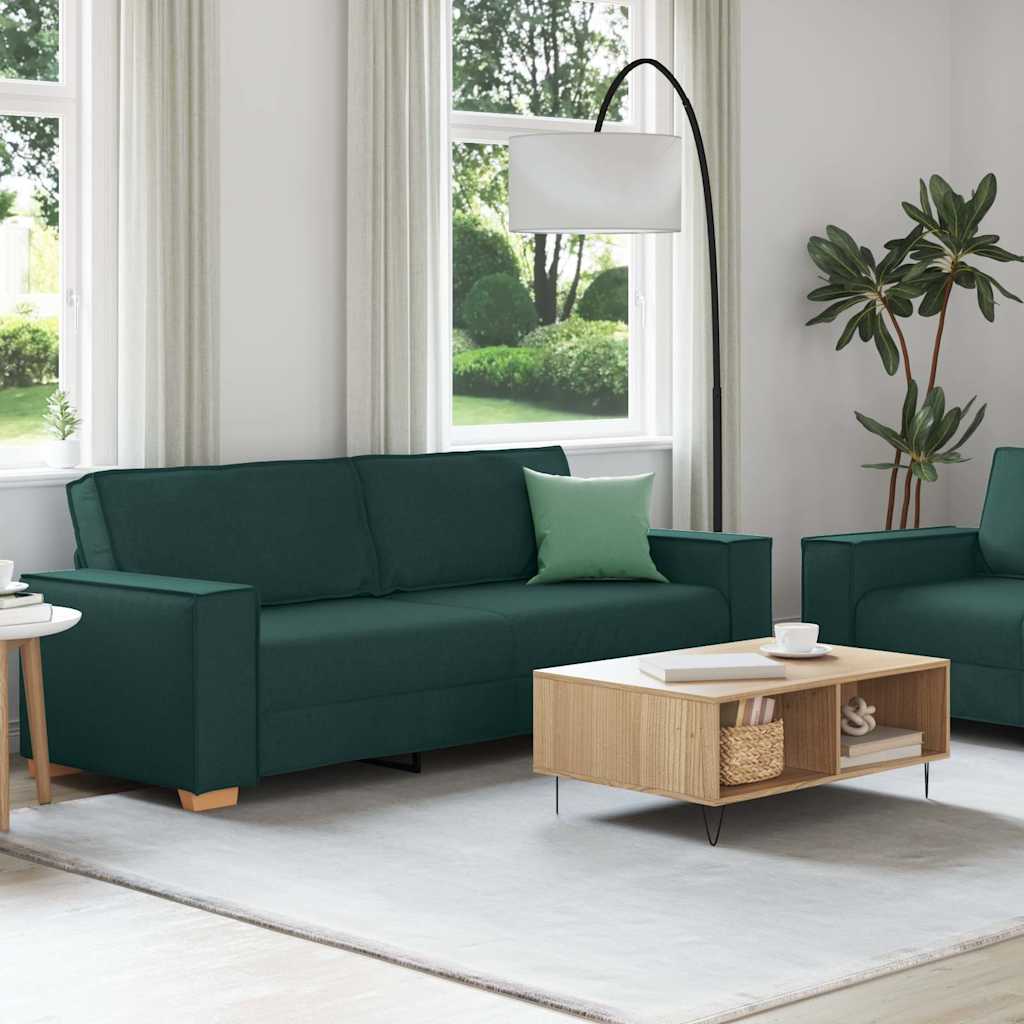 Ensemble de canapé 2 pcs avec coussins en tissu vert foncé