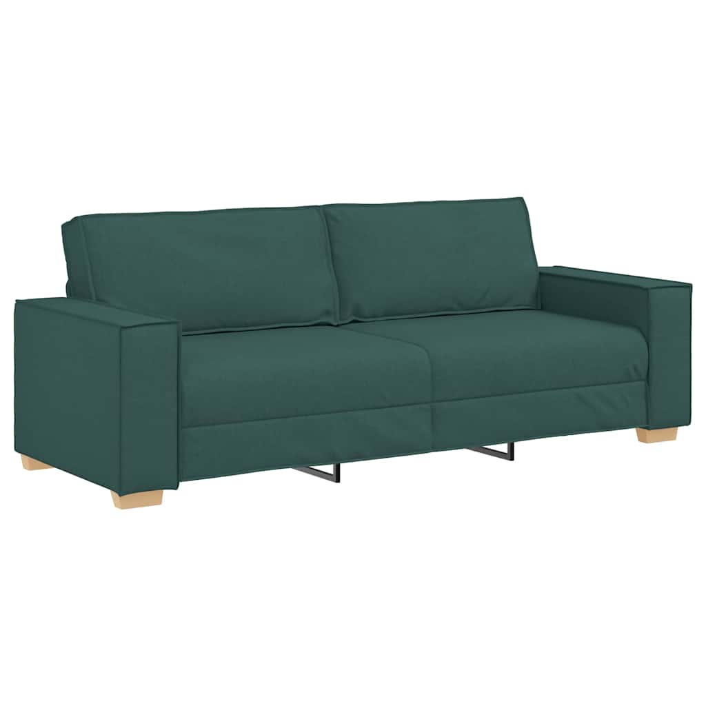 Ensemble de canapé 2 pcs avec coussins en tissu vert foncé