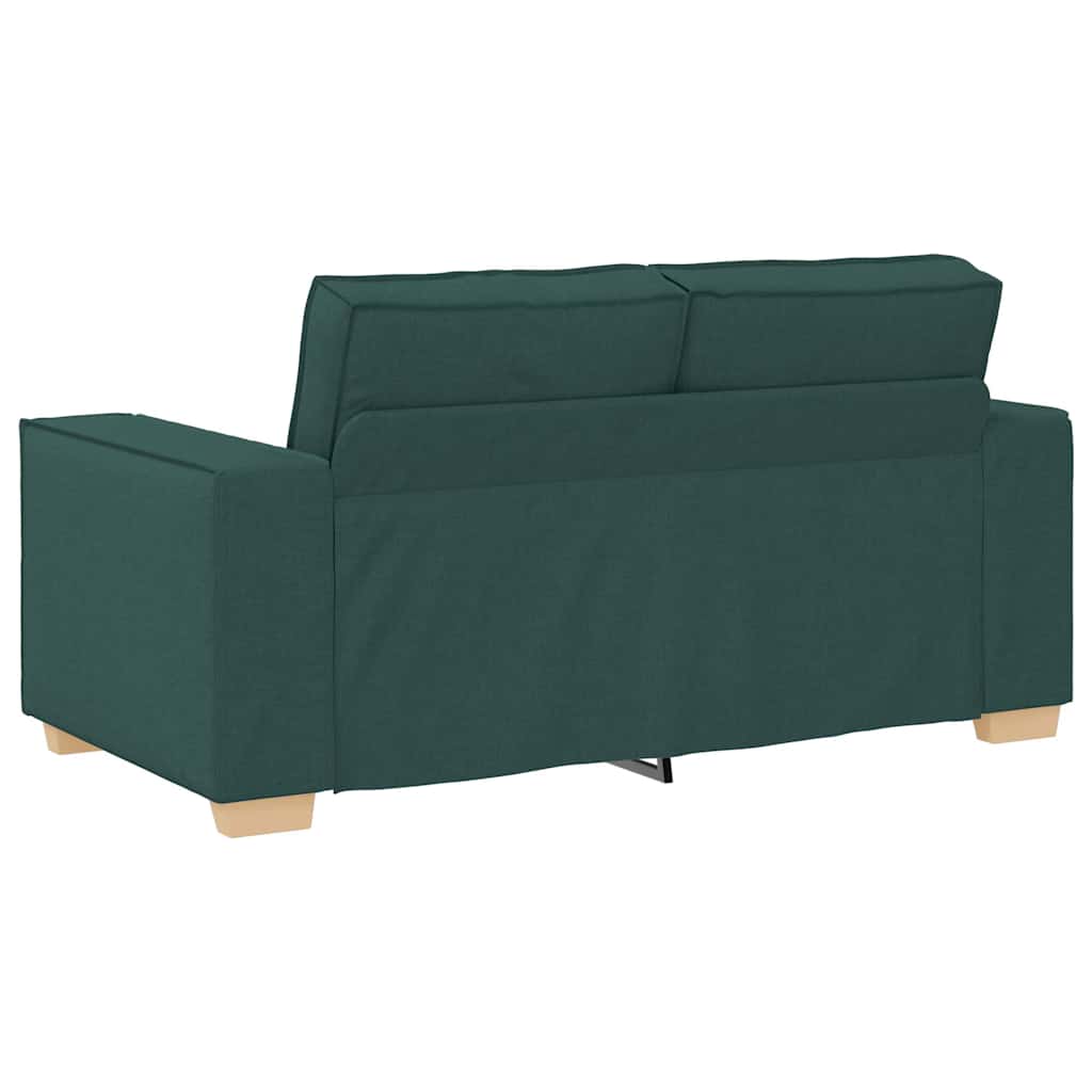 Ensemble de canapé 2 pcs avec coussins en tissu vert foncé