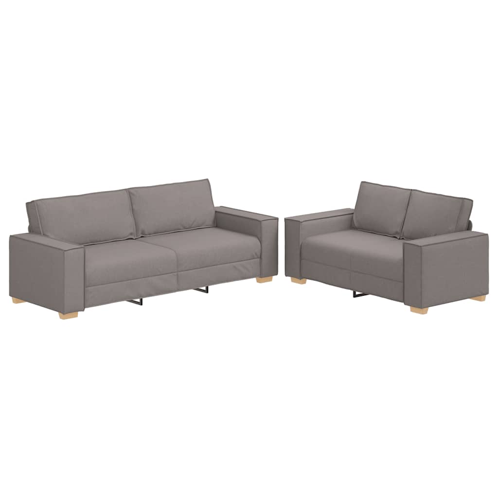 Ensemble de canapé 2 pcs avec coussins en tissu taupe