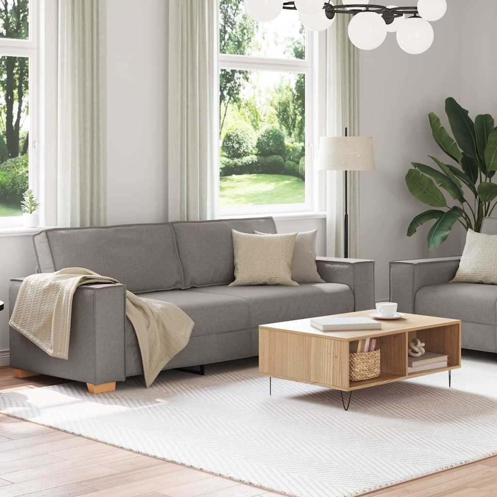 Ensemble de canapé 2 pcs avec coussins en tissu taupe