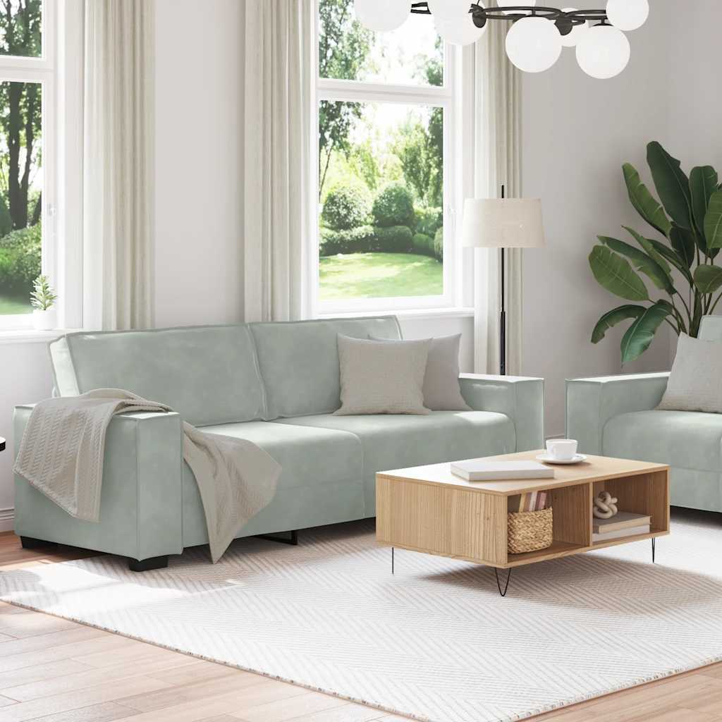 Ensemble canapé 2 pcs avec coussins velours gris clair