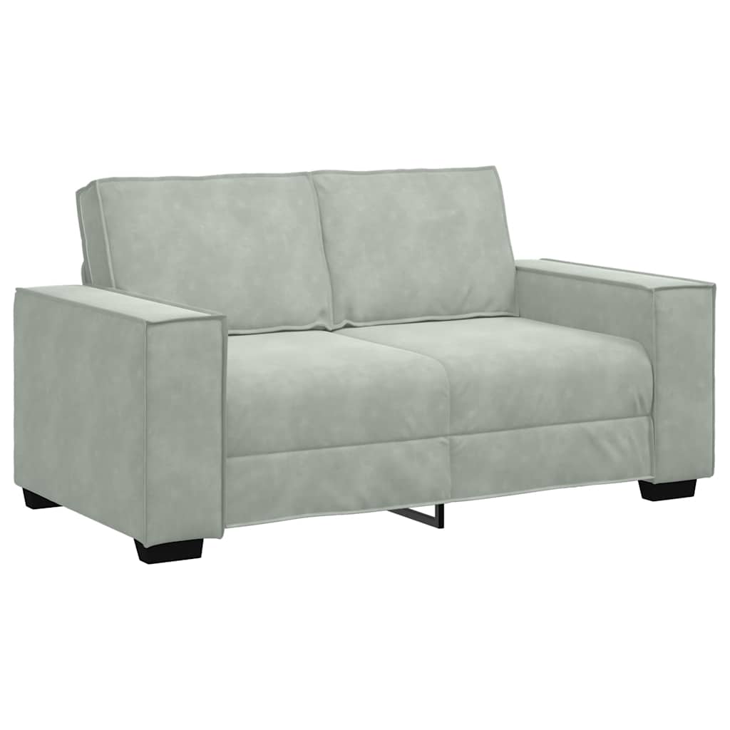 Ensemble canapé 2 pcs avec coussins velours gris clair