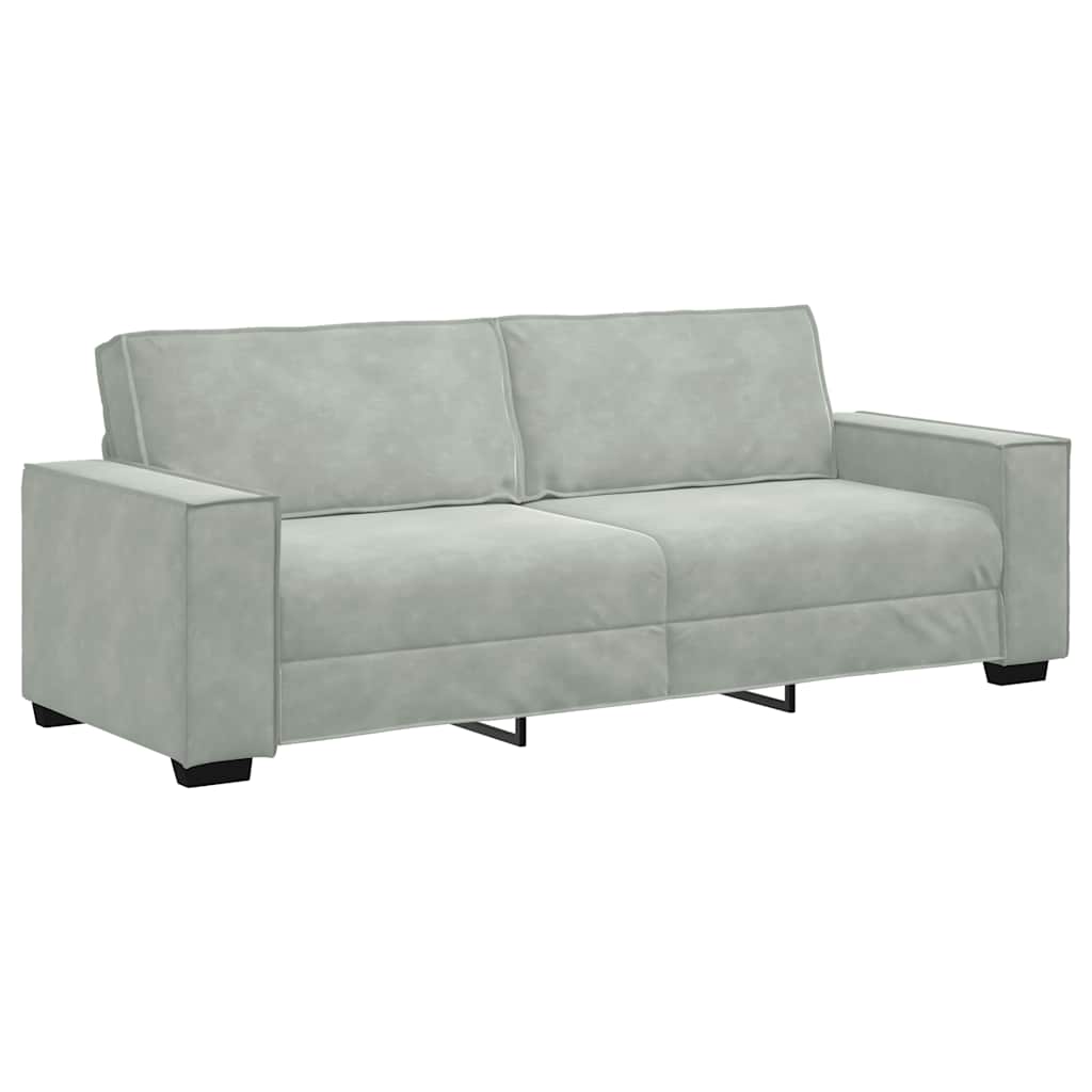Ensemble canapé 2 pcs avec coussins velours gris clair
