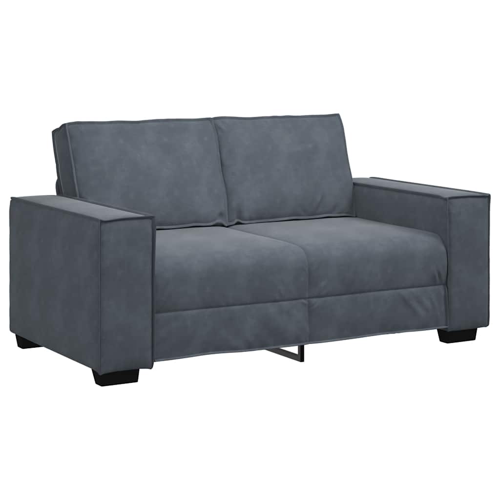 Ensemble canapé 2 pcs avec coussins velours gris foncé