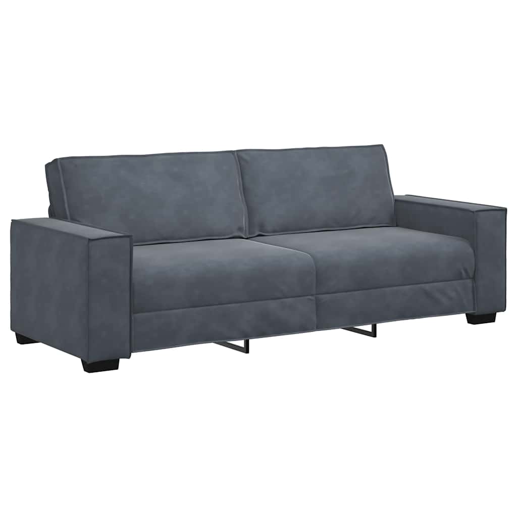 Ensemble canapé 2 pcs avec coussins velours gris foncé