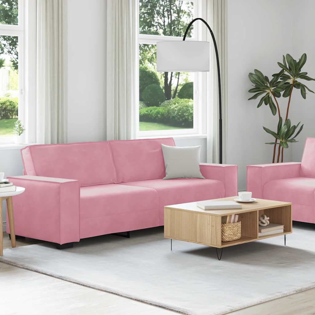 Ensemble canapé 2 pcs avec coussins velours rose