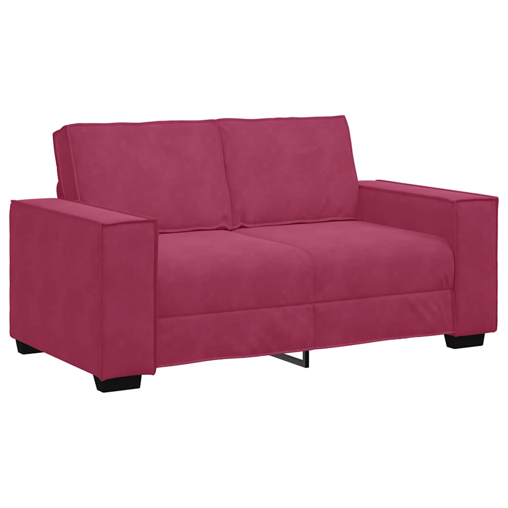 Ensemble de canapé 2 pcs avec coussins velours rouge bordeaux - XIOS