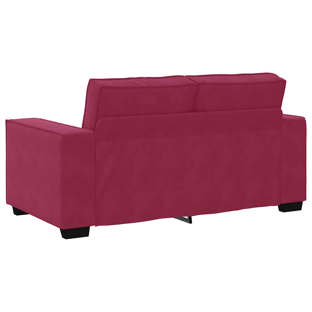 Ensemble de canapé 2 pcs avec coussins velours rouge bordeaux