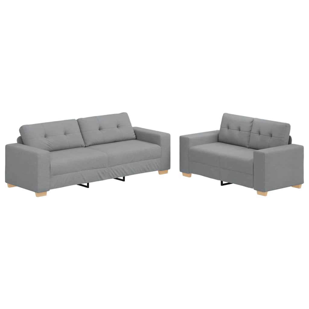 Ensemble de canapé 2 pcs avec coussins en tissu gris clair