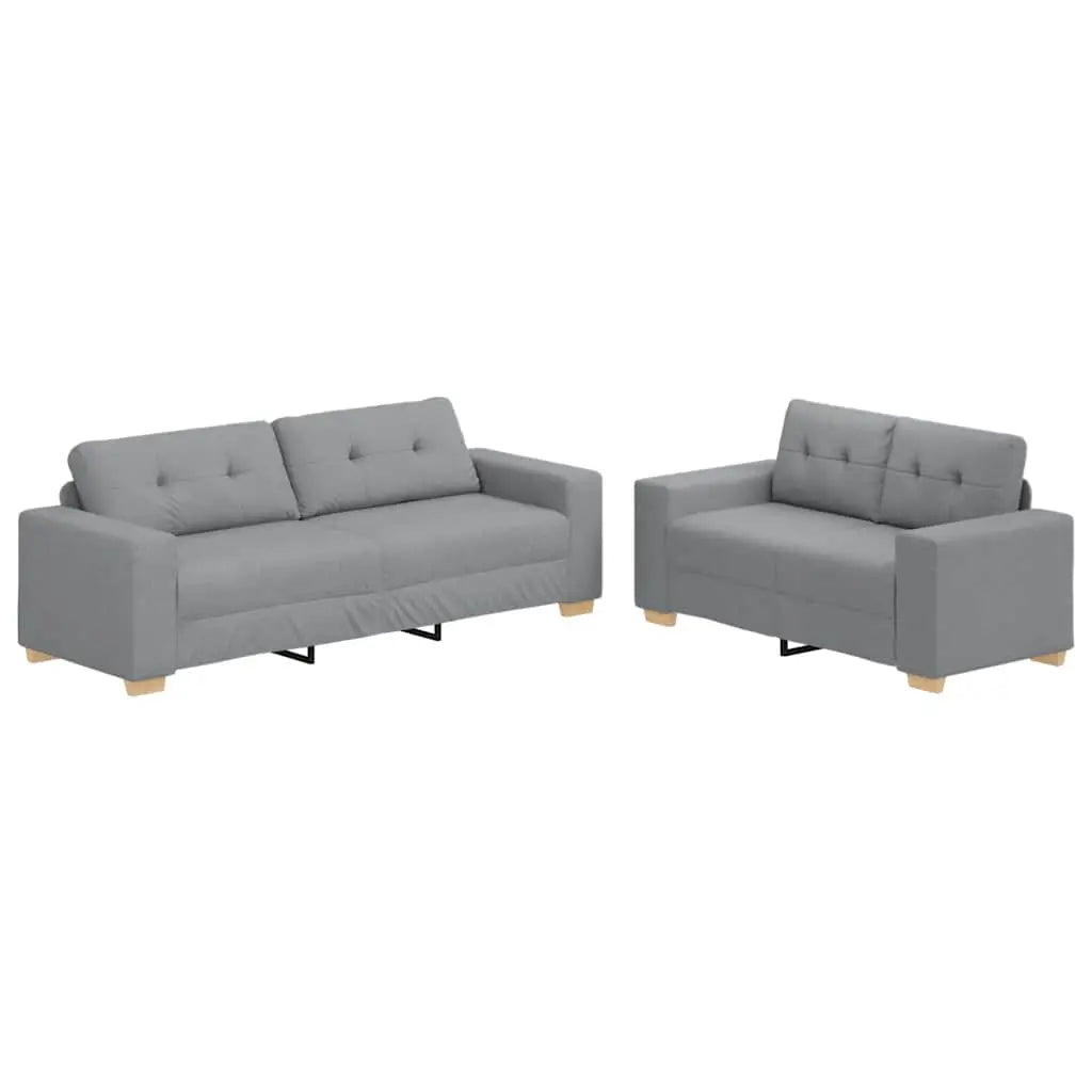 Ensemble de canapé 2 pcs avec coussins en tissu gris clair - XIOS