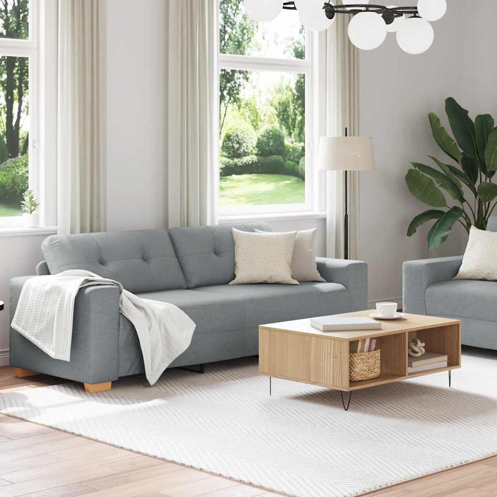 Ensemble de canapé 2 pcs avec coussins en tissu gris clair
