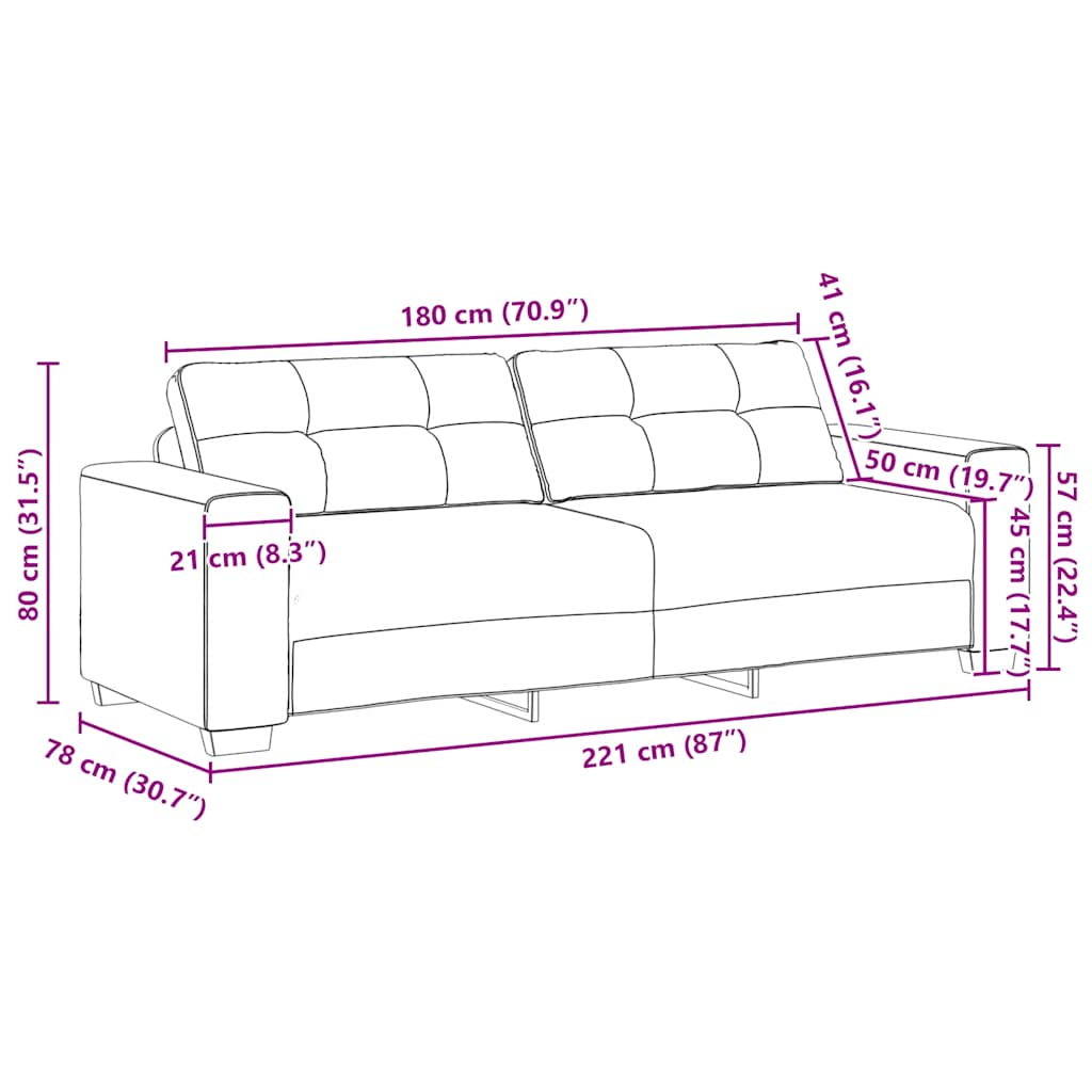 Ensemble de canapé 2 pcs avec coussins en tissu gris clair