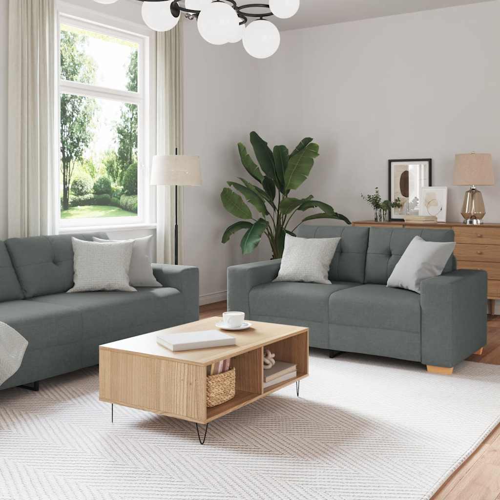 Ensemble de canapé 2 pcs avec coussins en tissu gris foncé - XIOS