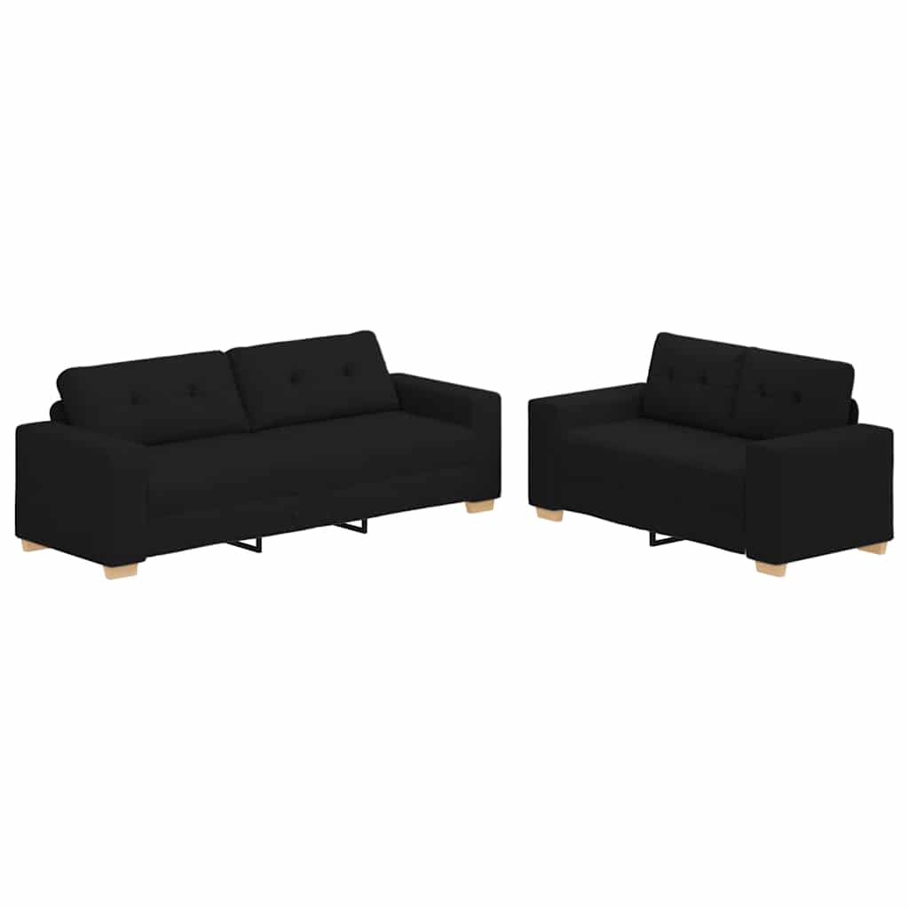Ensemble de canapé 2 pcs avec coussins en tissu noir - XIOS