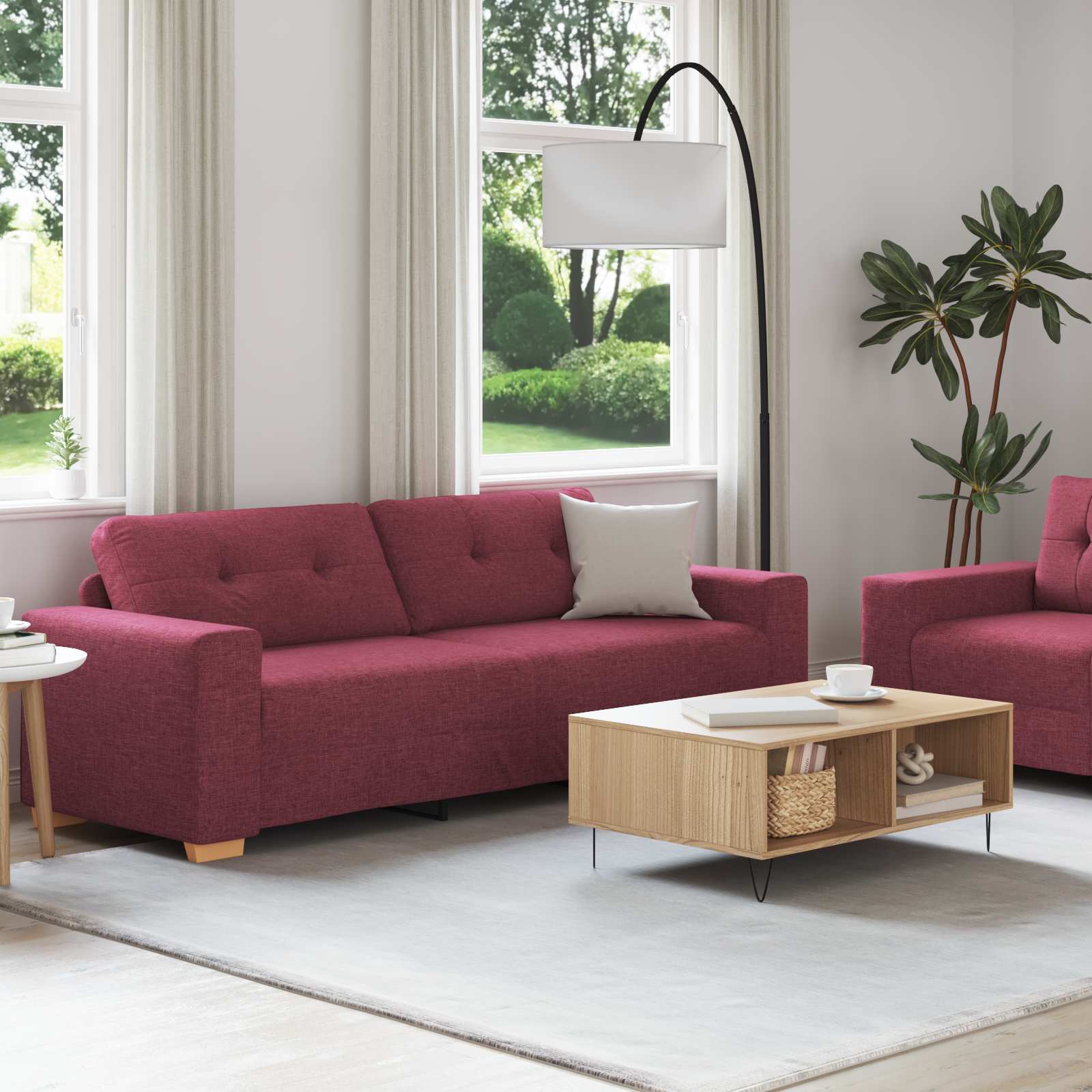 Canapé 2 pcs Rouge Vin 221 x 80 x 80 cm Tissu - XIOS