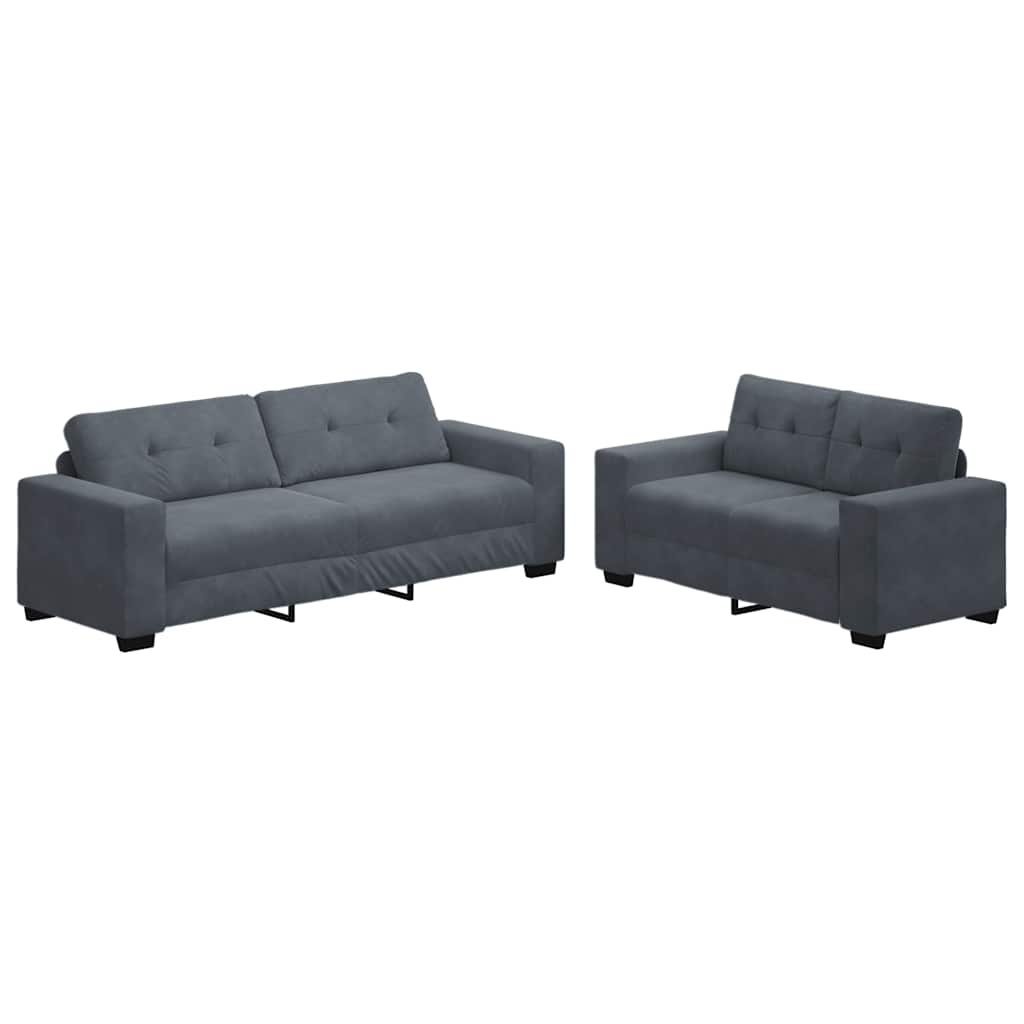 Ensemble canapé 2 pcs avec coussins velours gris foncé - XIOS